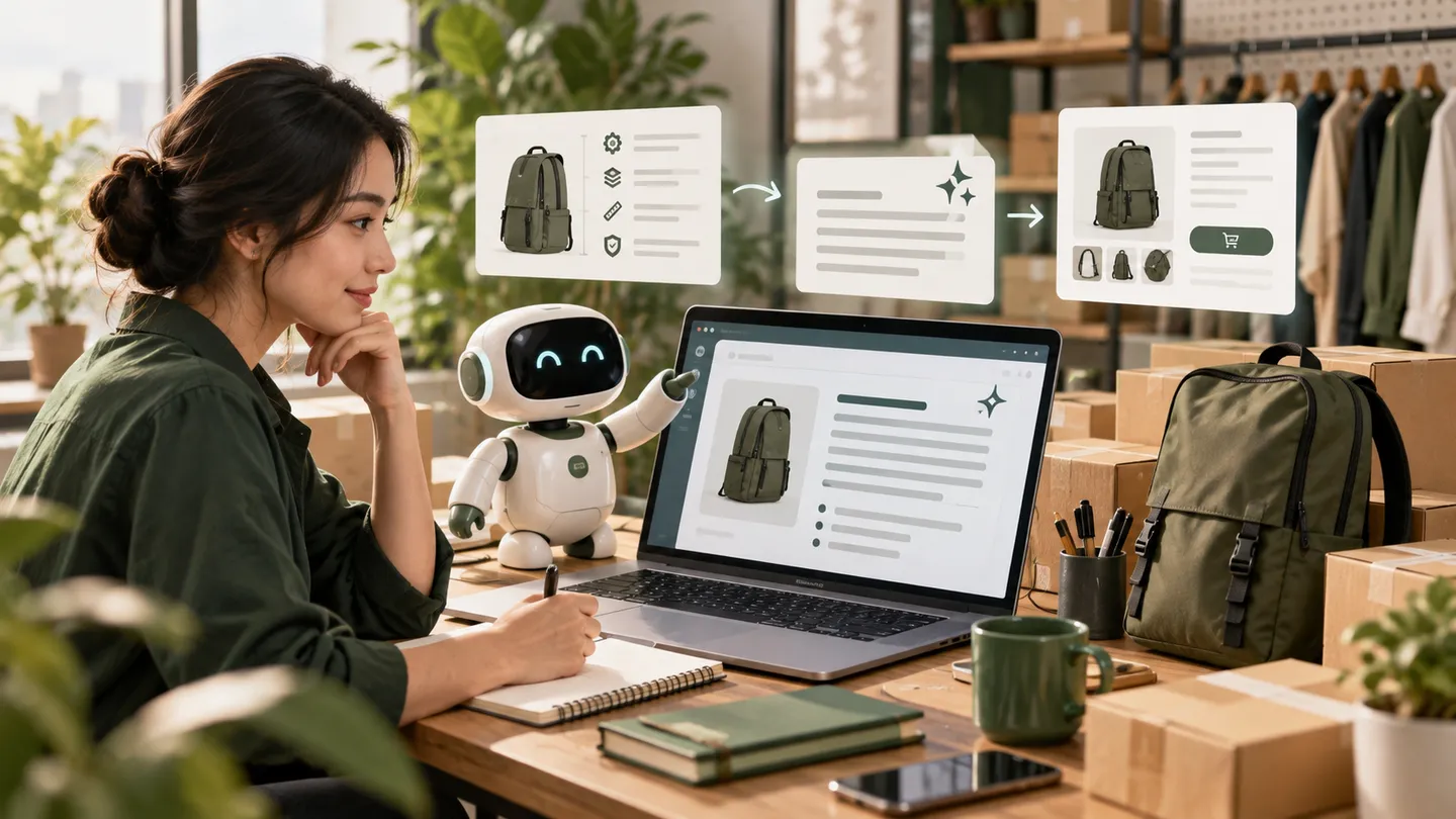Ilustrasi untuk artikel AI untuk Menulis Deskripsi Produk Marketplace.